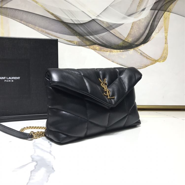 YSL LOULOU PUFFER SHOULDER BLACK BAG