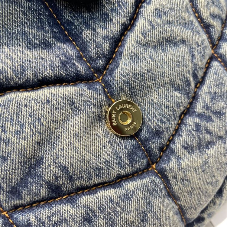 YSL MEDIUM PUFFER IN SUEDE AND DENIM