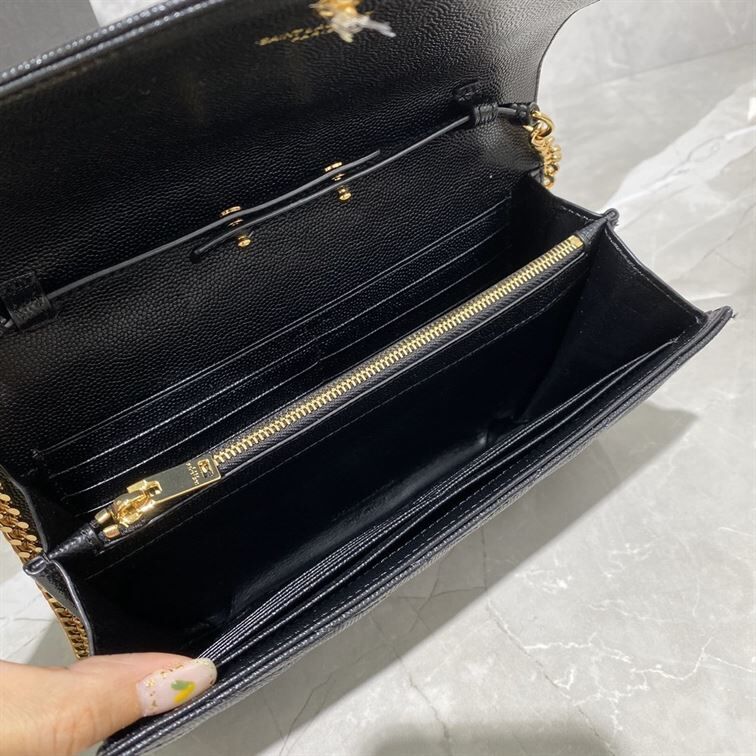 YSL MONOGRAMME CHAIN WALLET BAG BLACK