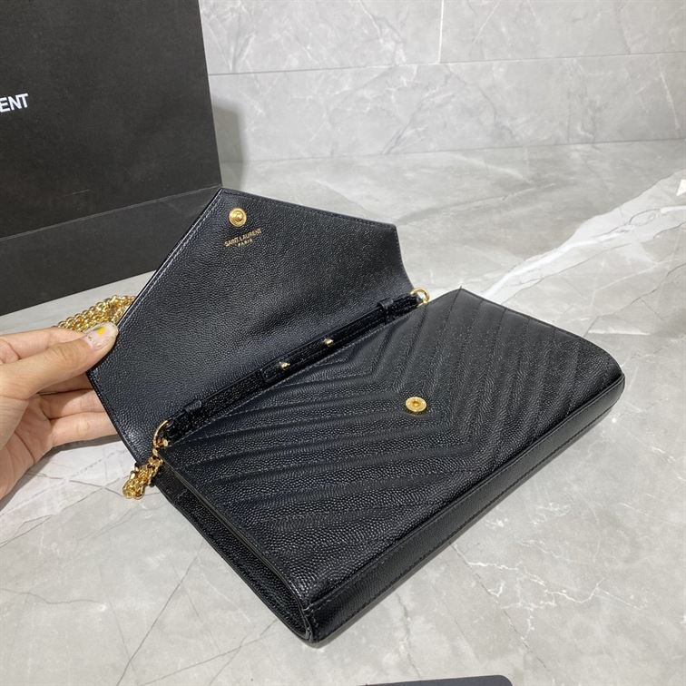 YSL MONOGRAMME CHAIN WALLET BAG BLACK