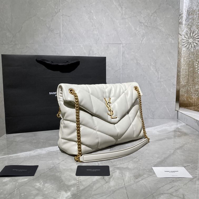 YSL PUFFER TOY CREAM WHITE BAG