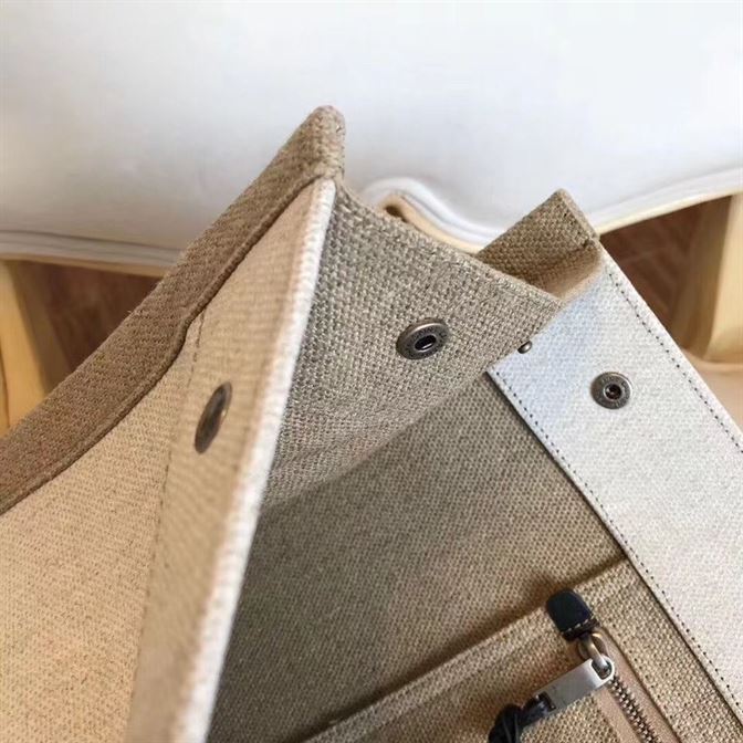 YSL RIVE GAUCHE CANVAS TOTE WHITE BEIGE BAG