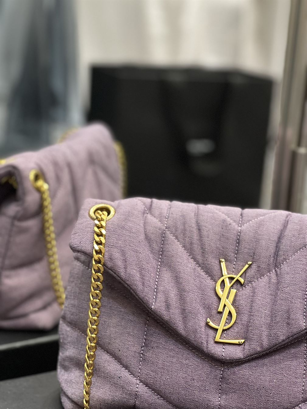YSL SMALL PUFFER PURPLE BAG