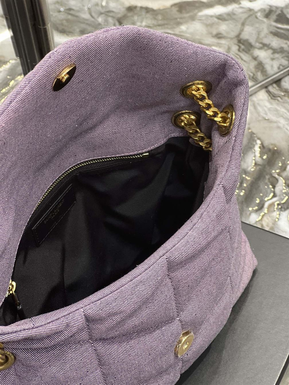 YSL SMALL PUFFER PURPLE BAG