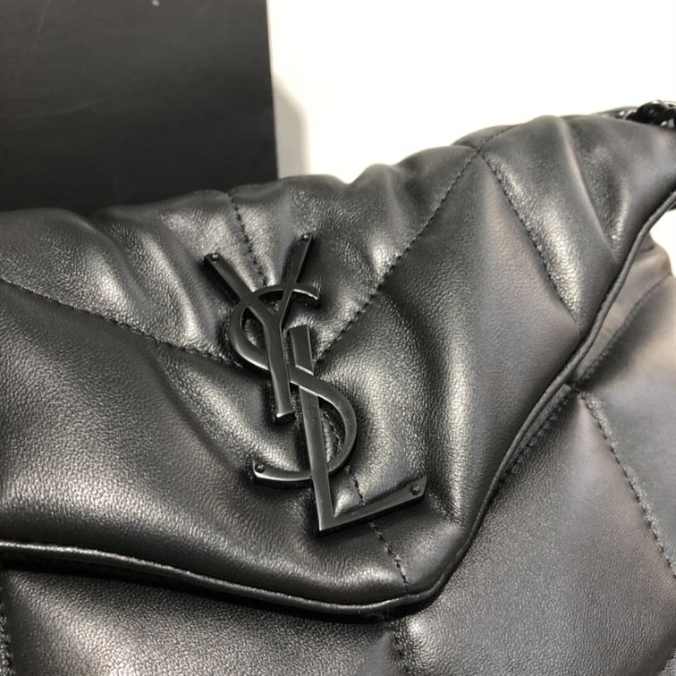 YSL SMALL PUFFER IN QUILTED NAPPA BLACK LEATHER