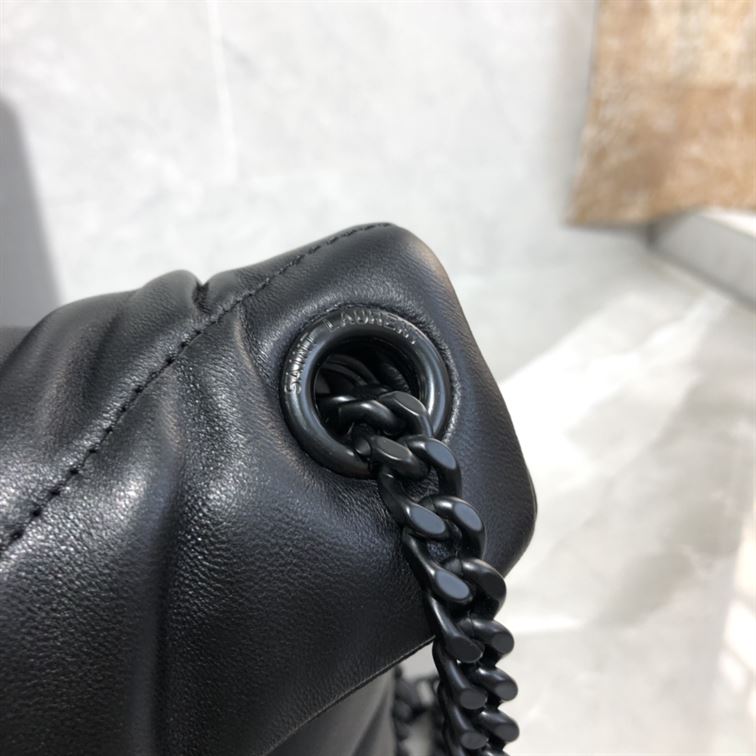 YSL SMALL PUFFER IN QUILTED NAPPA BLACK LEATHER