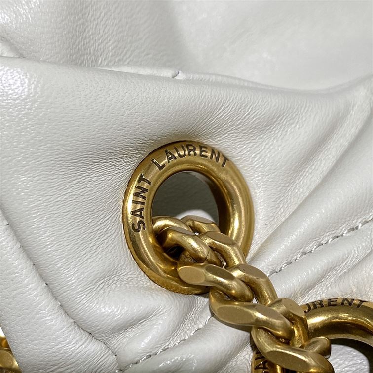 YSL SMALL PUFFER IN QUILTED NAPPA WHITE LEATHER