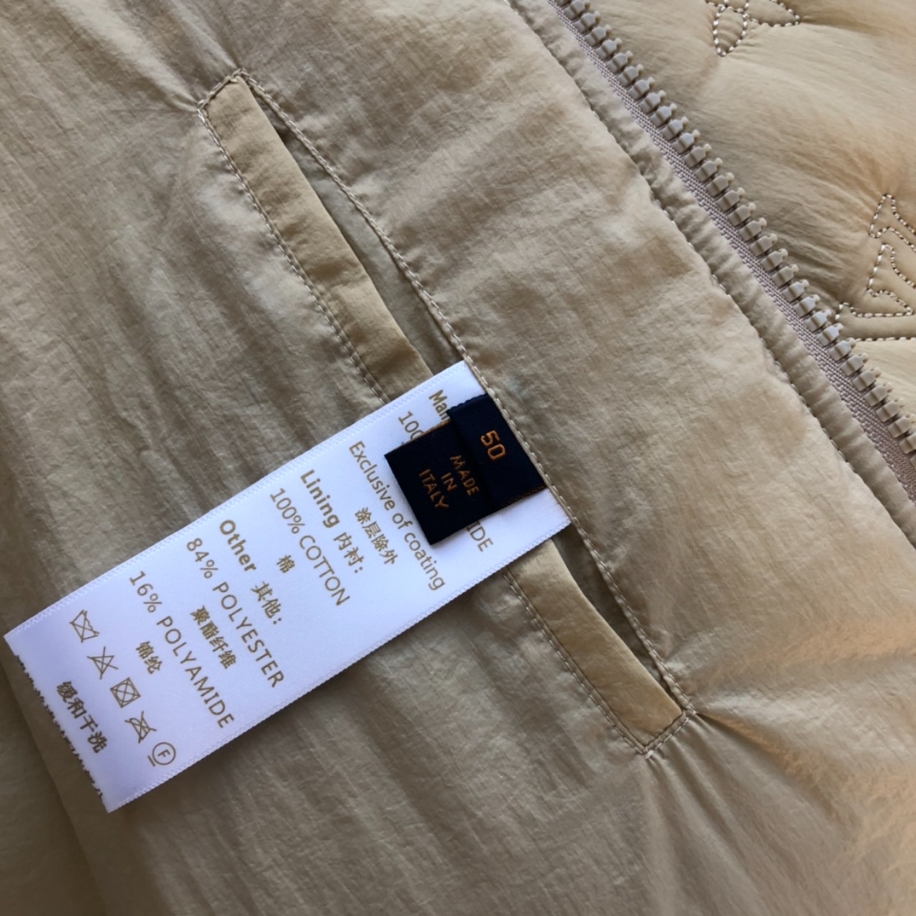 Louis Vuitton Monogram Quilted Nylon Hooded Beige Coat - LVC046