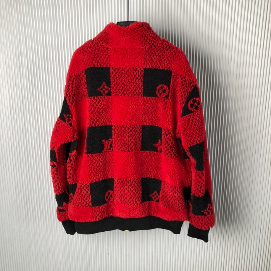 Louis Vuitton Damier Fleece Red Plaid Coat - LVC051
