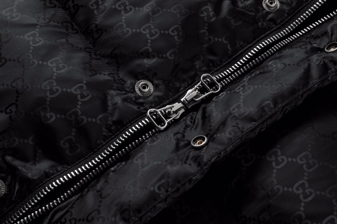 GUCCI Nylon Jacquard With Web Black Coat - GCJ048