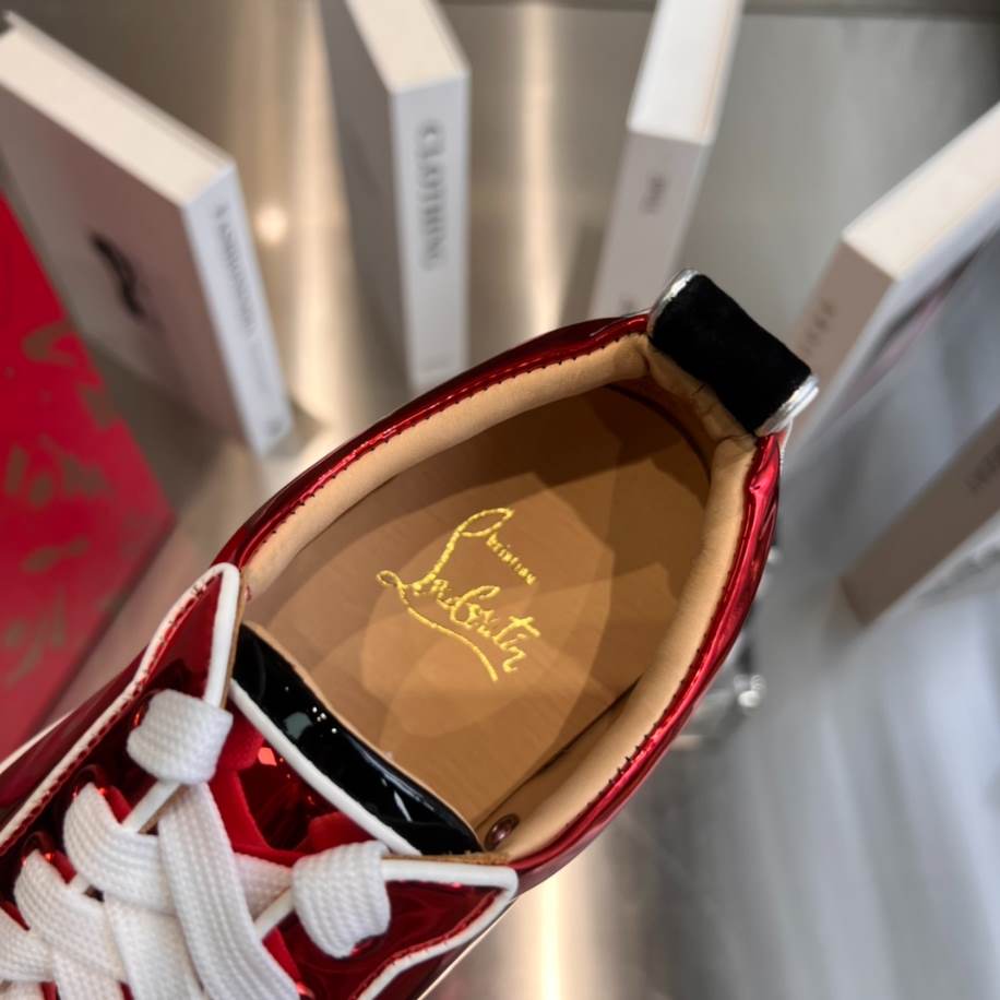 Christian Louboutin Fun Louis Junior Spikes Red Patent Leather Sneaker - CLS041