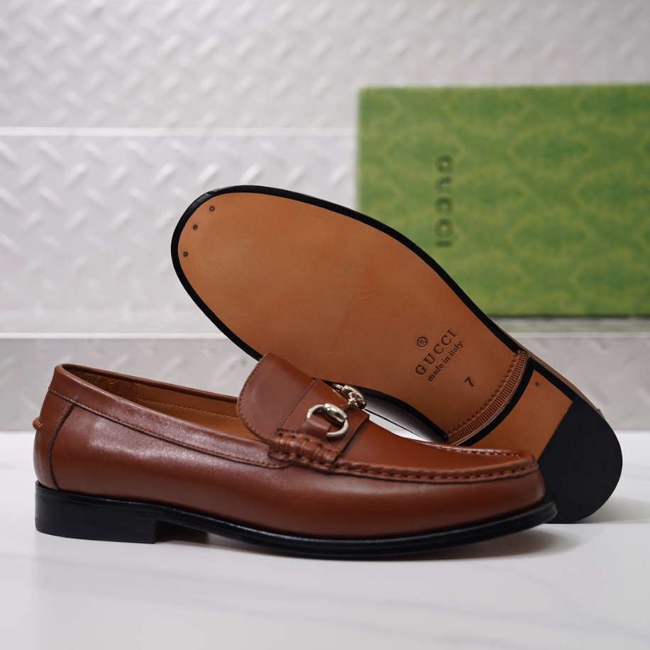 GUCCI LEATHER BROWN LOAFER - GL057