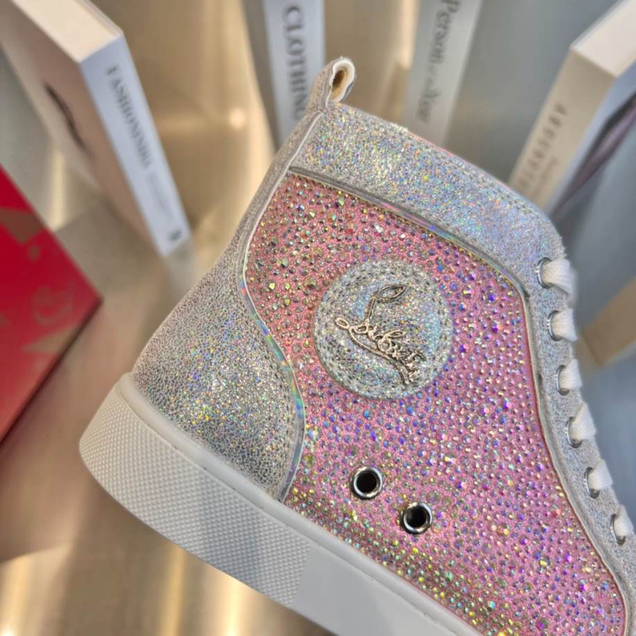 Christian Louboutin Low Top Pink Silver Sneaker - CLS051