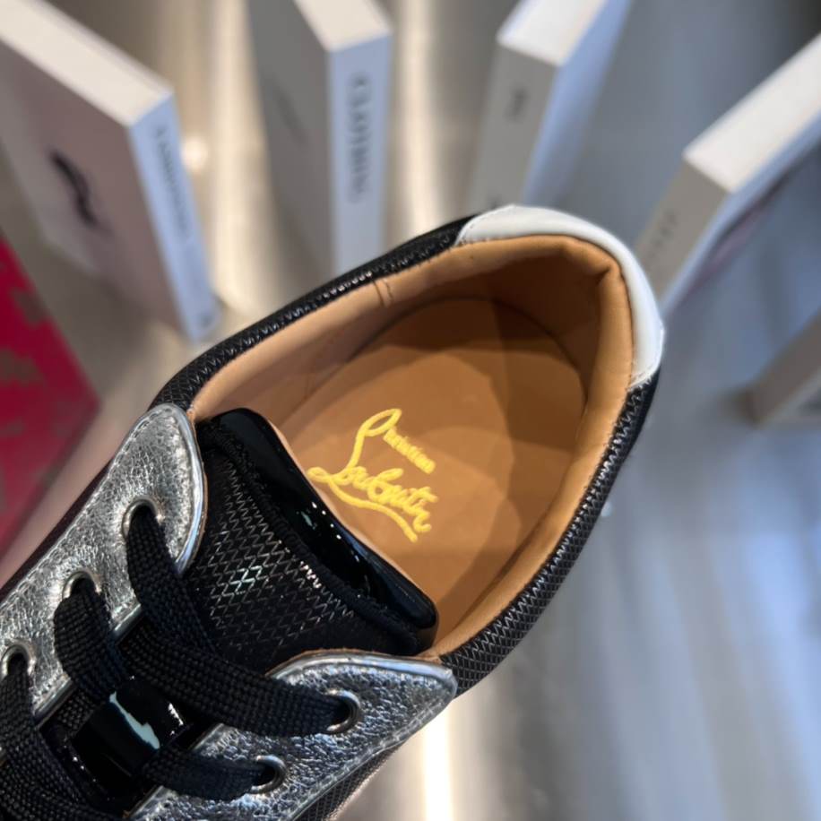 Christian Louboutin Low Top Black Silver Sneaker - CLS049