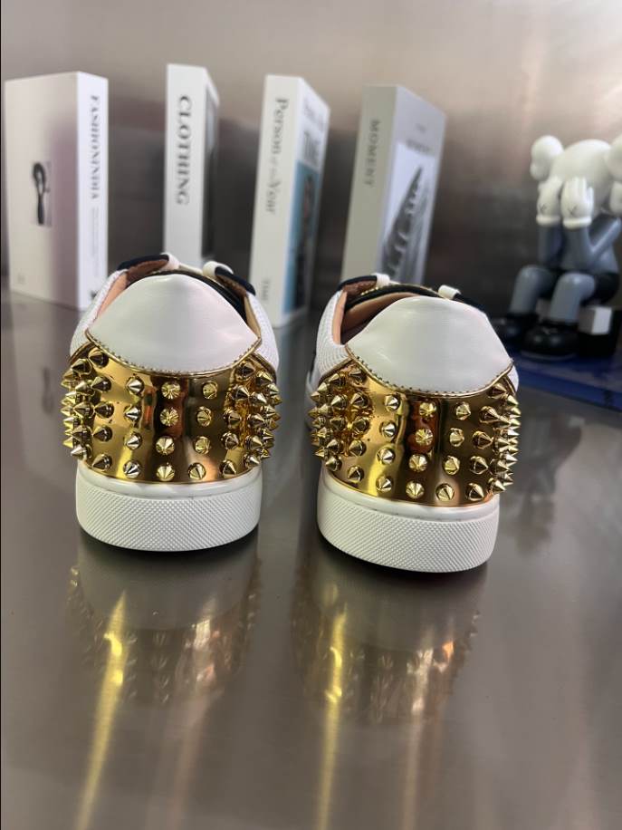 Christian Louboutin Low Top Black White Gold Sneaker - CLS050