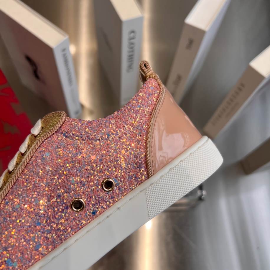 Christian Louboutin Red Bottom Pink Glitter Sneaker - CLS044