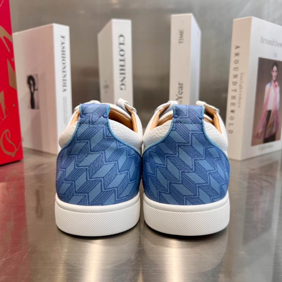 Christian Louboutin Louis Junior Spikes White Blue Sneaker - CLS042