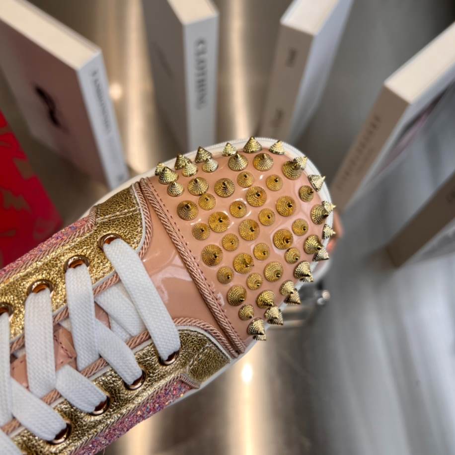 Christian Louboutin Red Bottom Pink Glitter Sneaker - CLS044