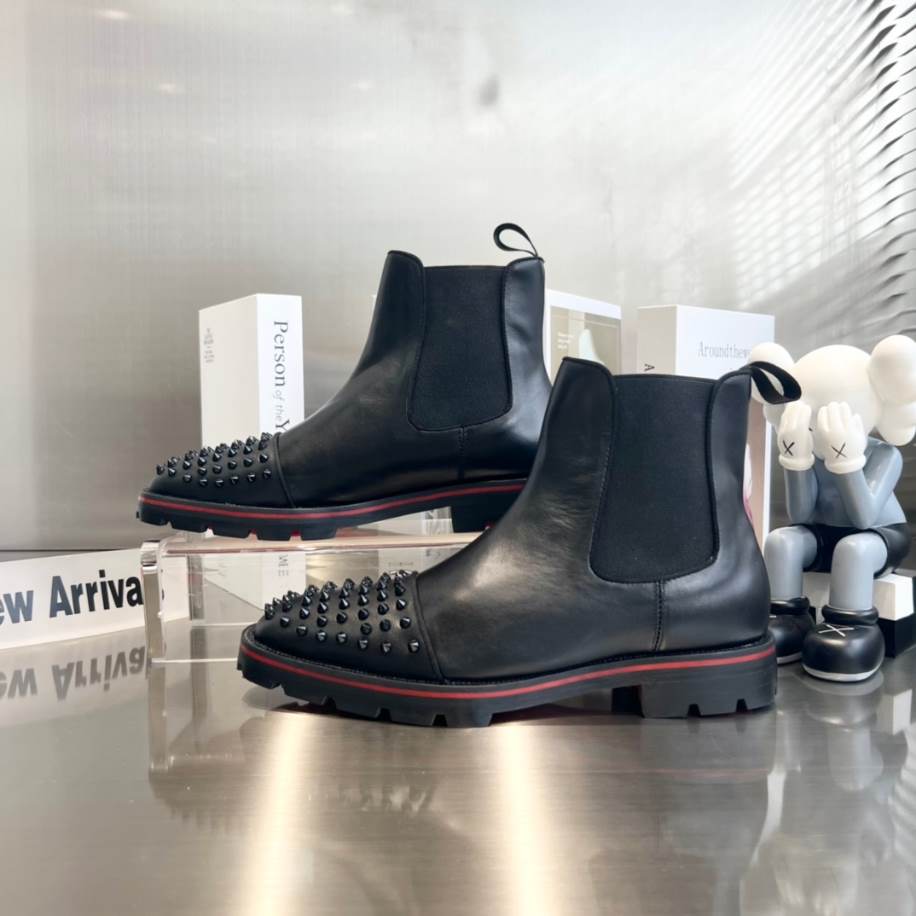 Christian Louboutin Black Leather Ankle Boots Sneaker - CLS057