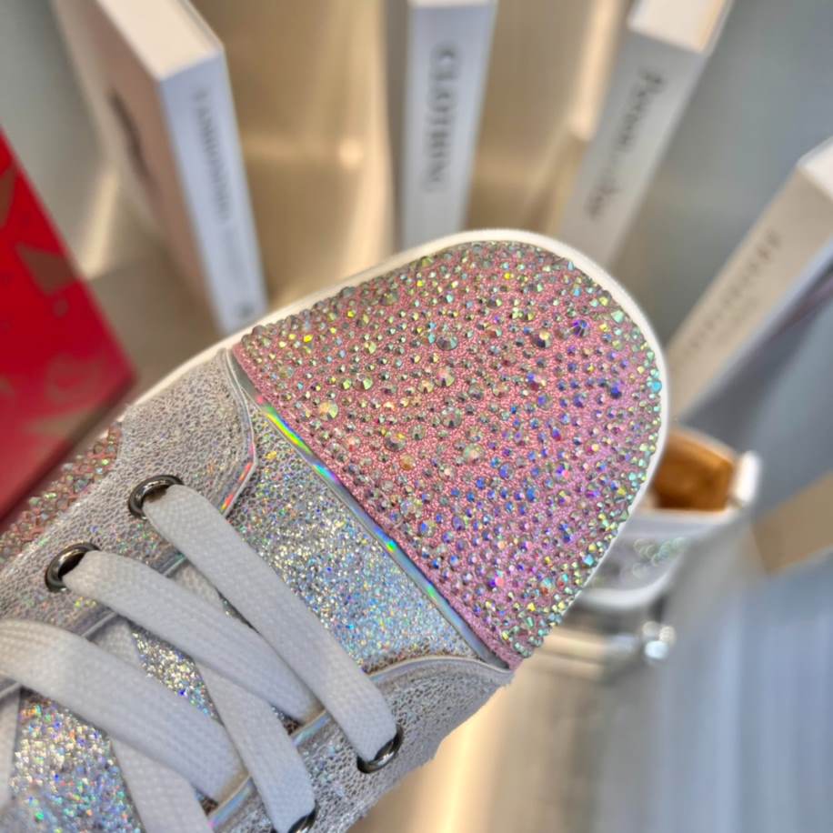 Christian Louboutin Low Top Pink Silver Sneaker - CLS051