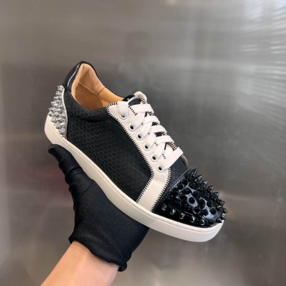 Christian Louboutin Low Top Black White Silver Sneaker - CLS048