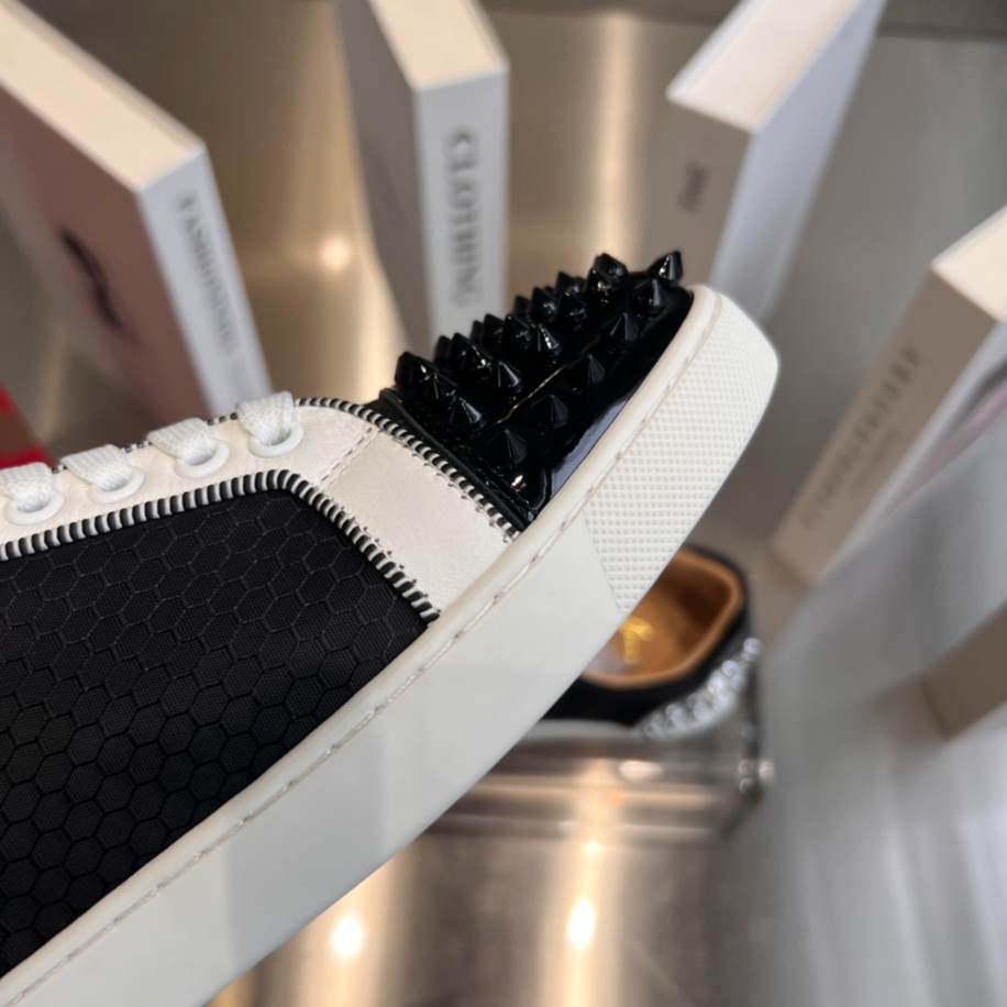 Christian Louboutin Low Top Black White Silver Sneaker - CLS048