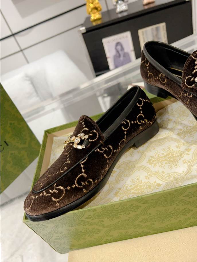 Gucci Horsebit Brown Velvet Loafer - GL060