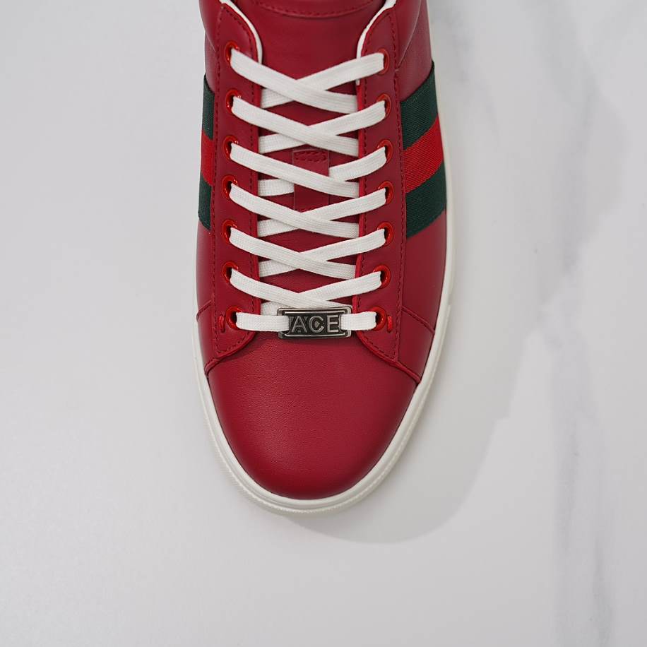 Gucci Ace Rosso Ancora Red Nylon Sneakers - GCC215