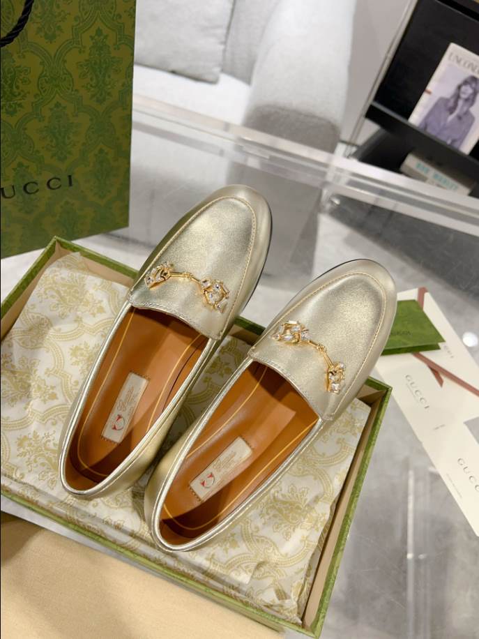 Gucci Jordaan Gold Leather Loafer - GL071