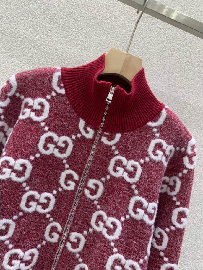 GUCCI Stitch Jacquard Red Knitwear - GCK056