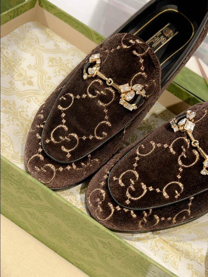 Gucci Horsebit Brown Velvet Loafer - GL060