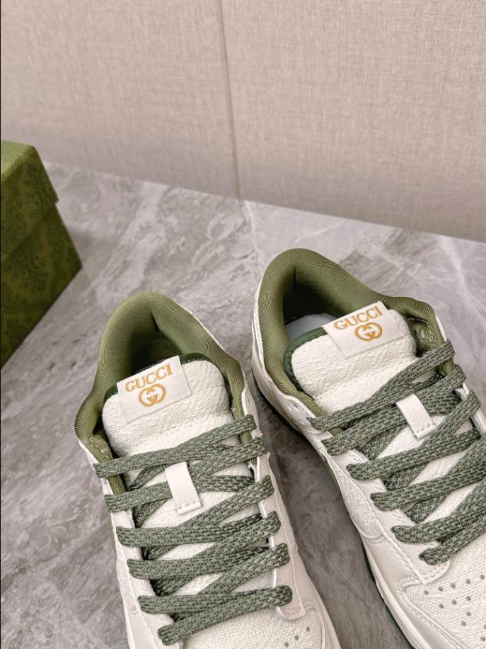 Gucci Nike Dunk Low Green White Sneakers - GCC202
