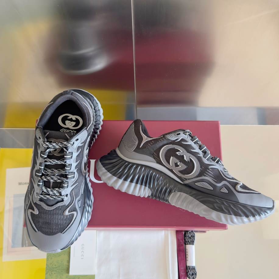 Gucci Ripple Splash Black Grey Fabric Sneakers - GCC201