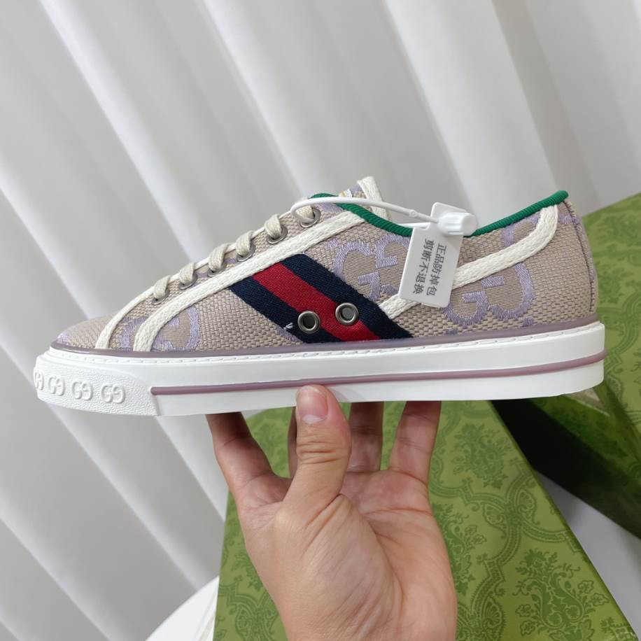 Gucci Beige Lilac Jumbo Tennis Sneakers - GCC226