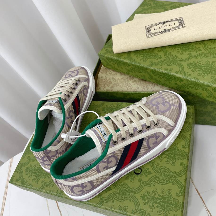 Gucci Beige Lilac Jumbo Tennis Sneakers - GCC226