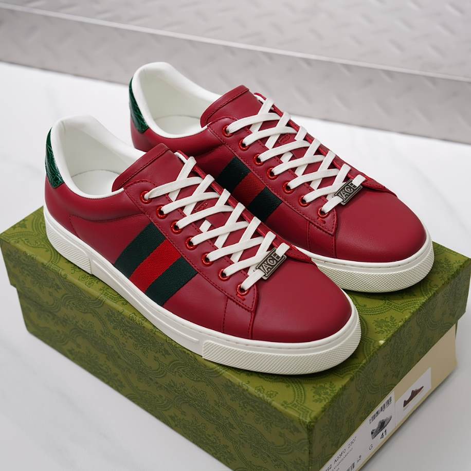 Gucci Ace Rosso Ancora Red Nylon Sneakers - GCC215