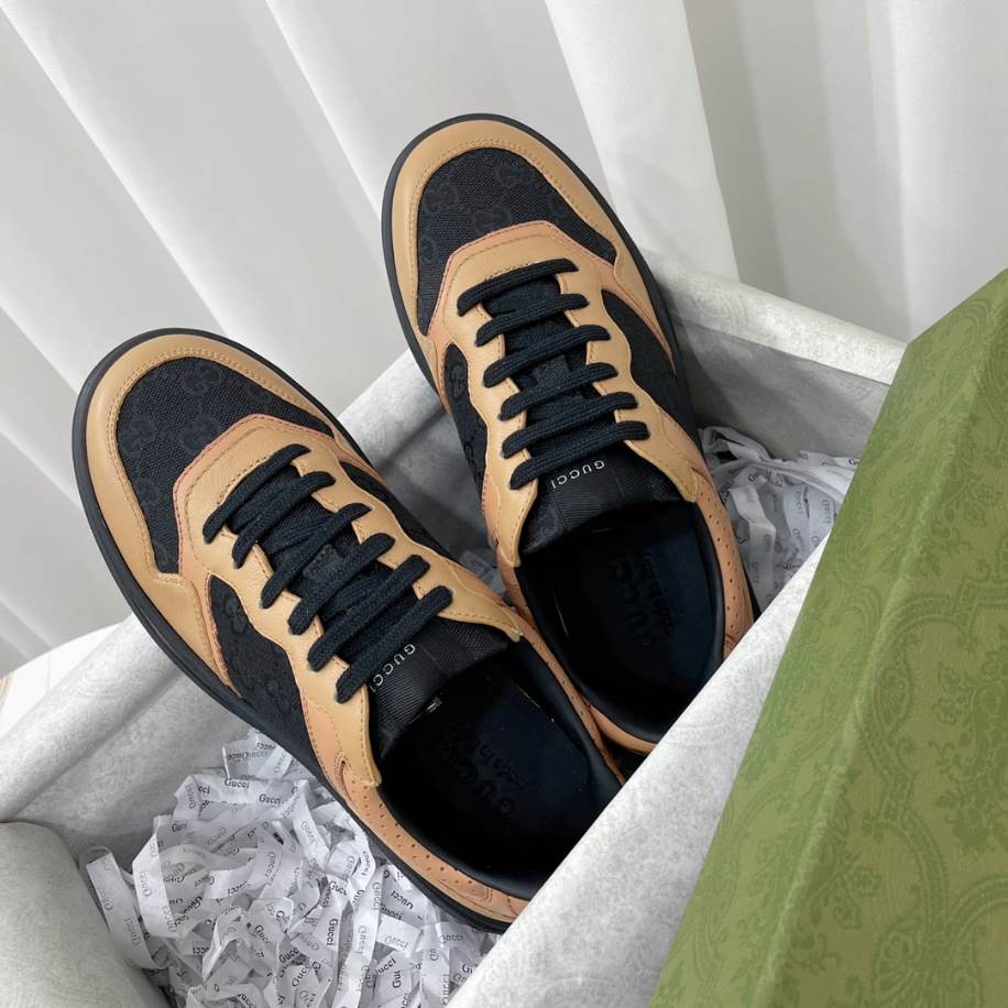 Gucci Lace-Up Black Brown Sneakers - GCC190