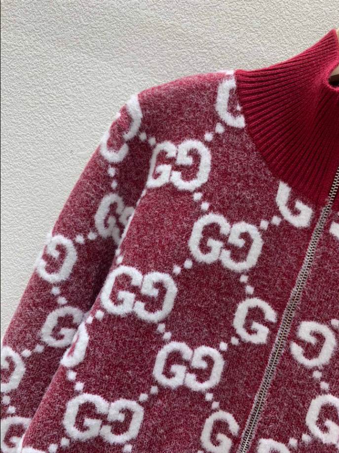GUCCI Stitch Jacquard Red Knitwear - GCK056