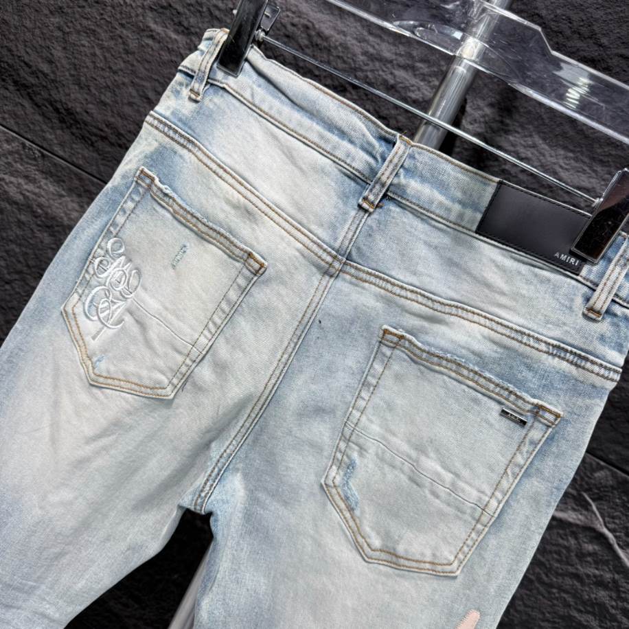 Amiri Men Blue Script Logo Jeans - AMIJ017