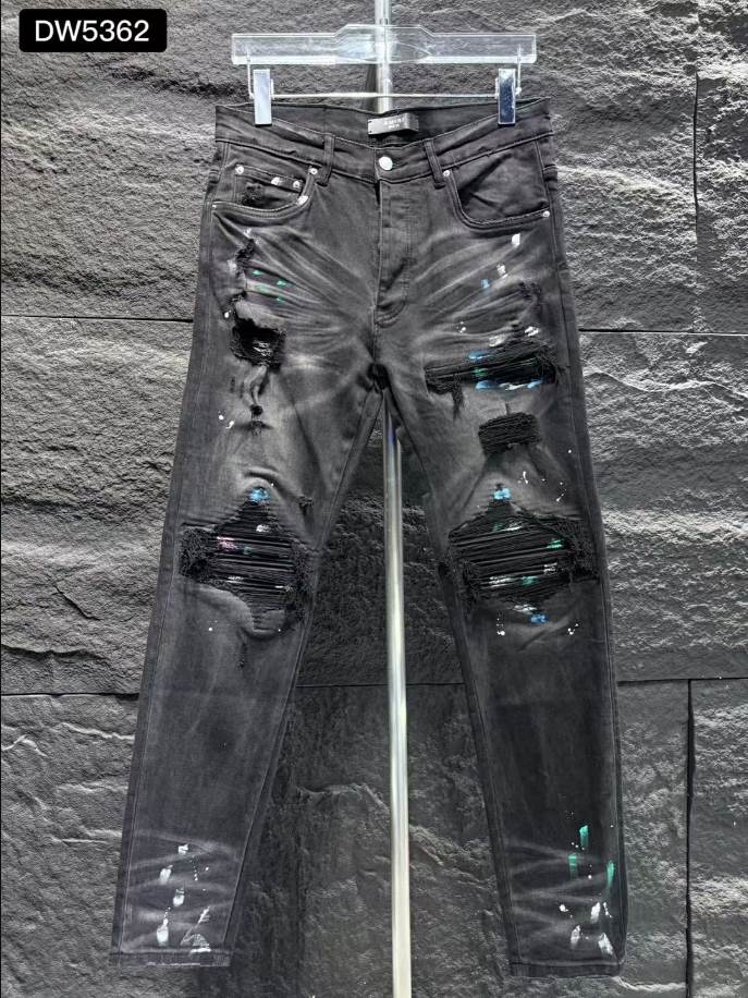 Amiri Ripp Black Paint Splatter Jeans - AMIJ022