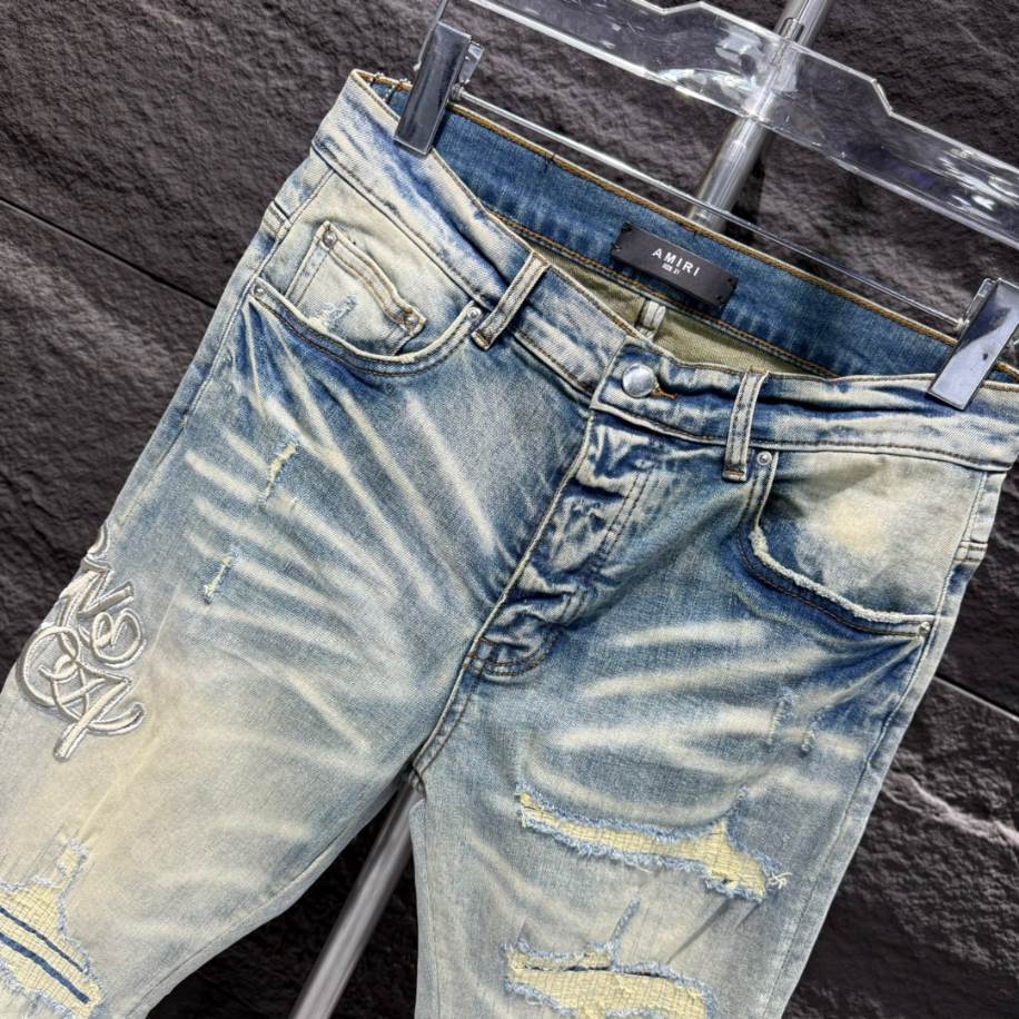 Amiri Ripp White Blue Jeans - AMIJ027