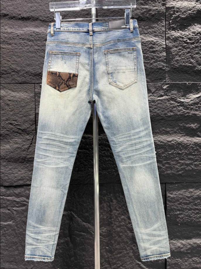 Amiri Ripp Brown Blue Jeans - AMIJ028