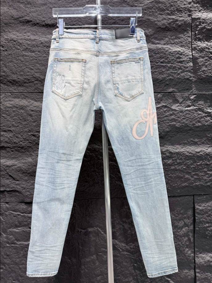 Amiri Men Blue Script Logo Jeans - AMIJ017