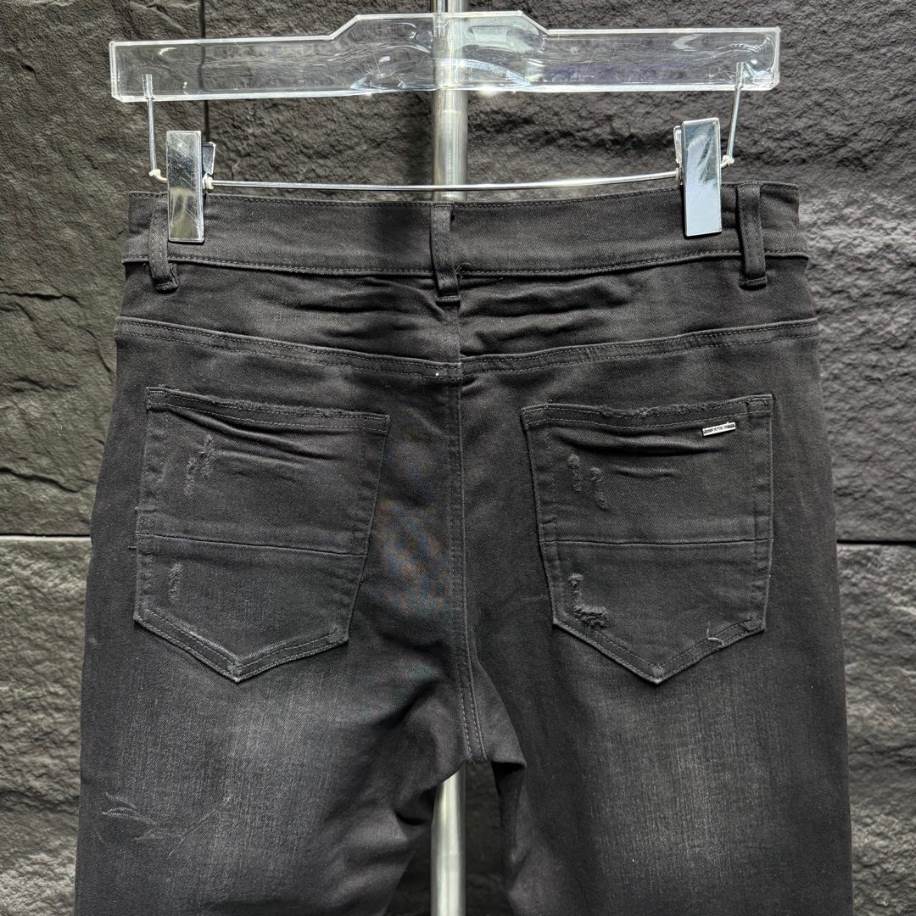 Amiri Rip Pink Black Embroider Jeans - AMIJ034