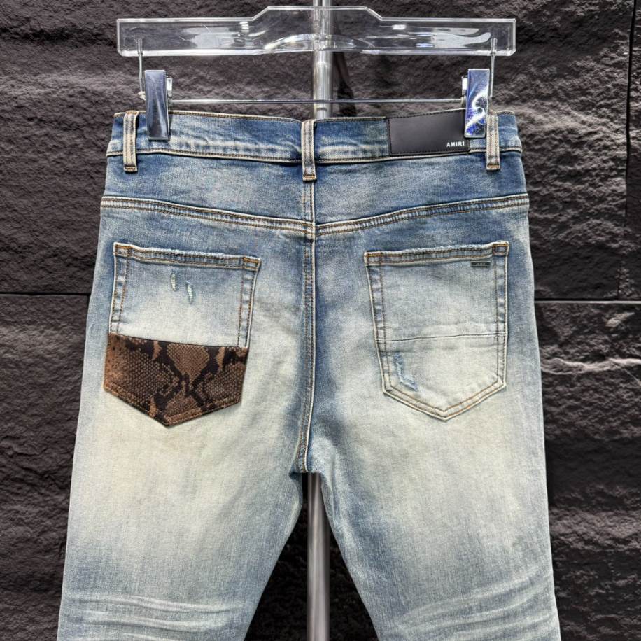 Amiri Ripp Brown Blue Jeans - AMIJ028
