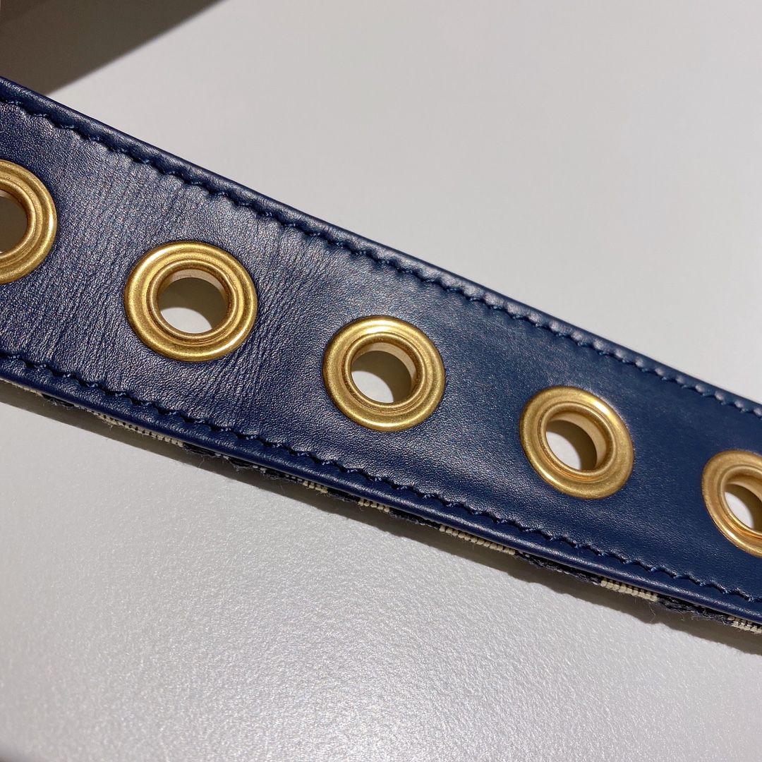 Dior Beige/Navy Blue Oblique Canvas - DB016 Dior Beige/Navy Blue Oblique Canvas