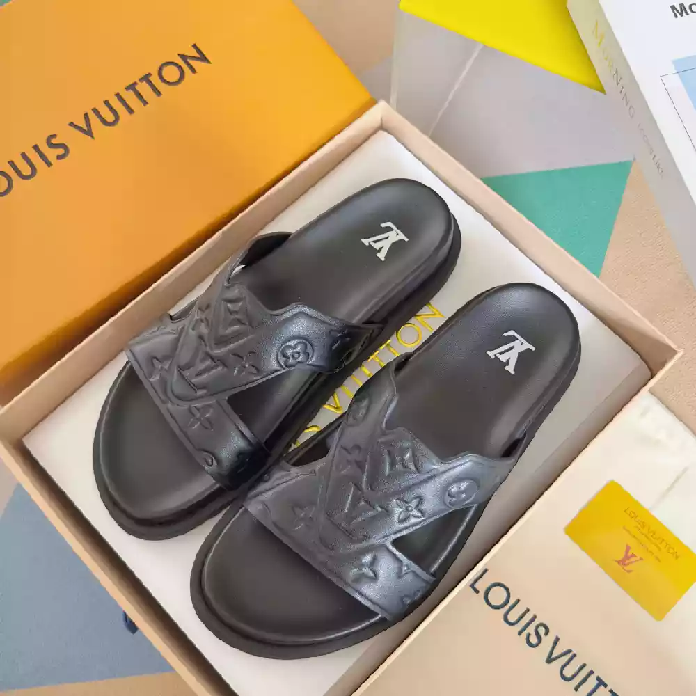 LV OASIS MULE EMBOSSED MONOGRAM BROWN - LVSD060 LV OASIS MULE EMBOSSED MONOGRAM BROWN