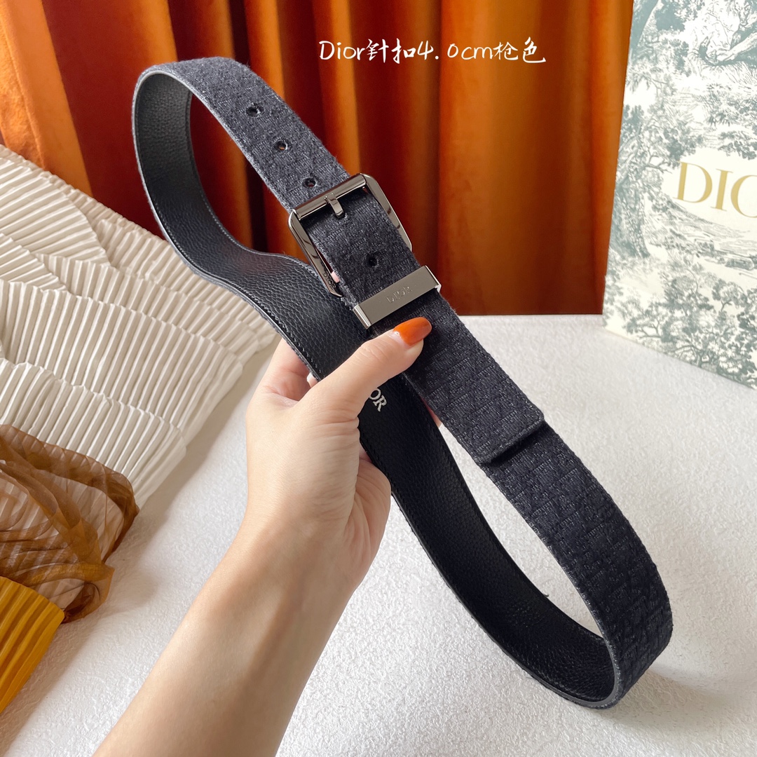 Black Dior Oblique Jacquard and Black Grained Calfskin Belt - DB026 Black Dior Oblique Jacquard and Black Grained Calfskin Belt