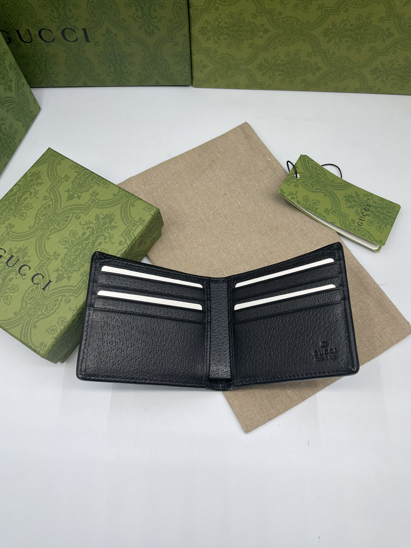 JUMBO GG WALLET IN BLACK LEATHER - WLG057 JUMBO GG WALLET IN BLACK LEATHER