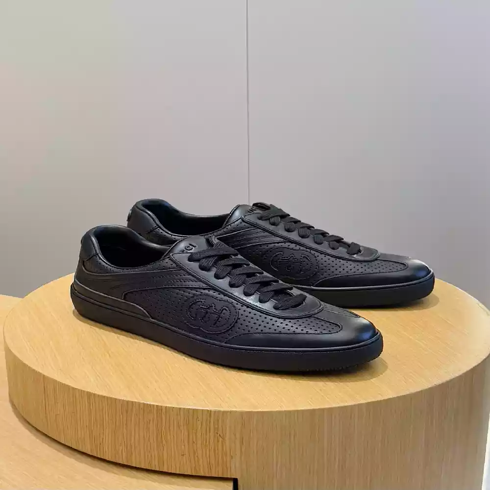 MEN'S G75 SNEAKER IN BLACK LEATHER - GCC259 MEN'S G75 SNEAKER IN BLACK LEATHER